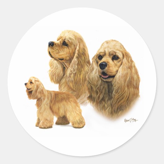 American Cocker Spaniel Runder Aufkleber (Vorderseite)