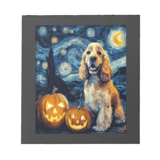 American Cocker Spaniel Süßer Hund Halloween Jack Notizblock (Vorderseite)