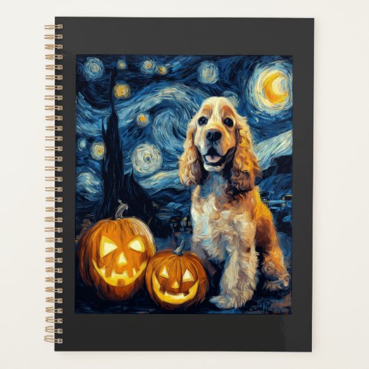 American Cocker Spaniel Süßer Hund Halloween Jack Planer (Vorderseite)