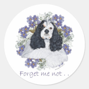 American Cocker Spaniel Vergissmeinnicht Runder Aufkleber