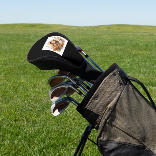 American Cocker Spanisch mit Wildblumen 2 Golf Headcover (In SItu)