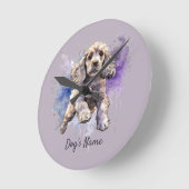 American Cocker Spanischer Welpe Runde Wanduhr (Winkel)