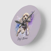 American Cocker Spanischer Welpe Runde Wanduhr (Winkel)