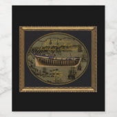 American Colonial Schooner Sir Edward Hawke Weinetikett (Einzelnes Label)