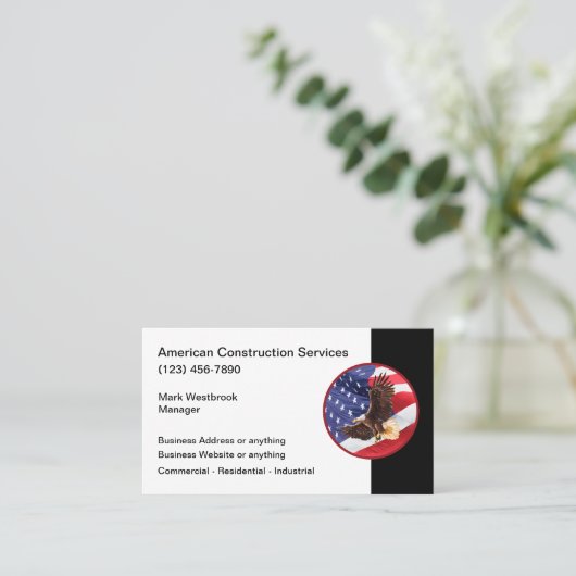 American Construction Theme Visitenkarte (Stehend Vorderseite)