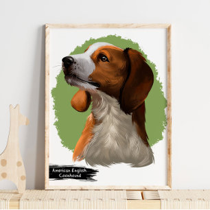 American Coonhound Portrait Pet Portrait Poster