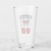 American Coquette Bow Cherry Aesthetic USA Flag Glas (Rückseite)