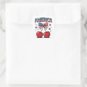 American Coquette Bow Cherry Aesthetic USA Flag Quadratischer Aufkleber (Tasche)