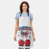 American Coquette Bow Cherry Aesthetic USA Flag Schürze (Getragen)