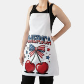 American Coquette Bow Cherry Aesthetic USA Flag Schürze (InSitu)