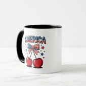 American Coquette Bow Cherry Aesthetic USA Flag Tasse (Vorderseite Links)