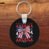 American Coquette Bow Patriotic Usa Flag Happy 4. Schlüsselanhänger (Vorderseite)