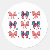 American Coquette Bows, Red White Blue Patriotic Runder Aufkleber (Vorderseite)
