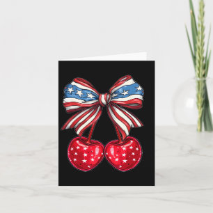 American Coquette Cherry Bow Patriotic Usa Flag 4t Karte