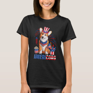 American Corgi Patriotic American Flag 4. Ju T-Shirt