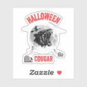american cougar on halloween night with crows aufkleber (Blatt)