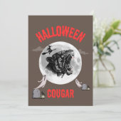american cougar on halloween night with crows einladung (Stehend Vorderseite)