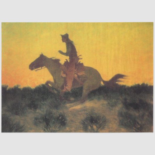 American Cowboy Horse Rider Against Sunset Seidenpapier (Vorderseite)