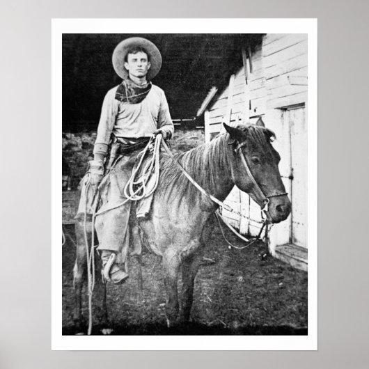 American cowboy in Kansas, c.1880 (b/w-Foto) Poster (Vorne)