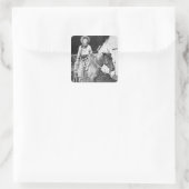 American cowboy in Kansas, c.1880 (b/w-Foto) Quadratischer Aufkleber (Tasche)