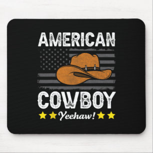American Cowboy Rodeo American Flag Vintag Cowboy Mousepad