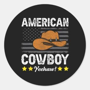American Cowboy Rodeo American Flag Vintag Cowboy Runder Aufkleber