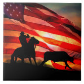 American Cowboy Steer Roping Fliese (Vorderseite)