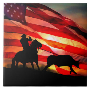 American Cowboy Steer Roping Fliese