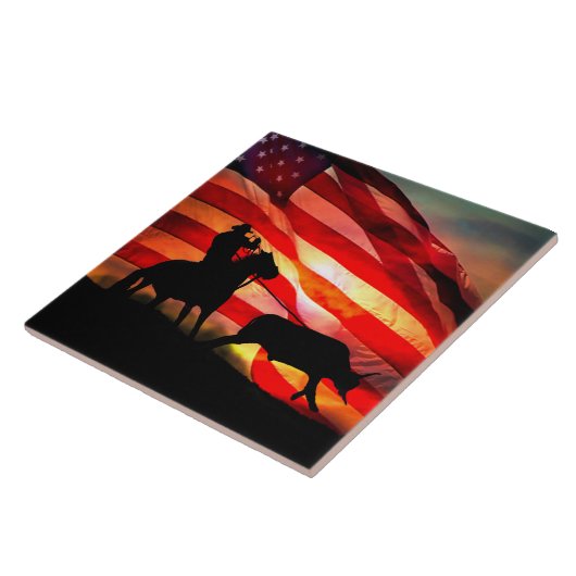 American Cowboy Steer Roping Fliese (Seite)