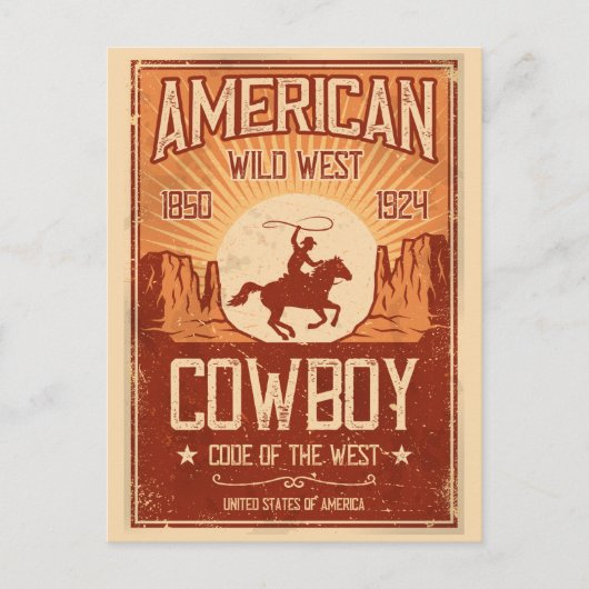 American Cowboy Wild West Postkarte (Vorderseite)