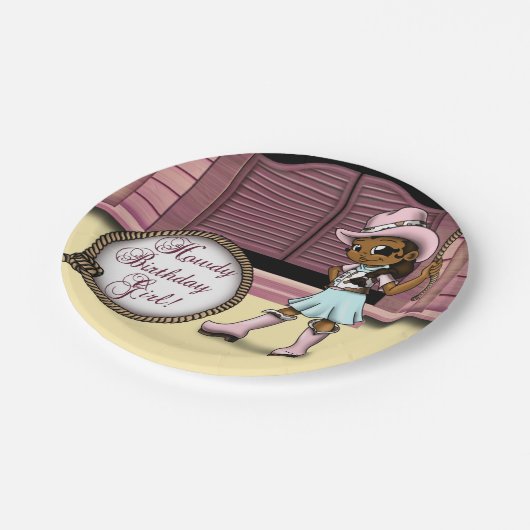 American Cowgirl Birthday Pappteller (Schrägansicht)