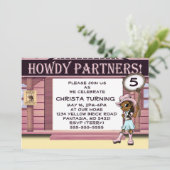American Cowgirl Birthday Party Einladung (Stehend Vorderseite)