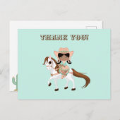 American Cowgirl on Horse Girls Danke Postkarte (Vorne/Hinten)