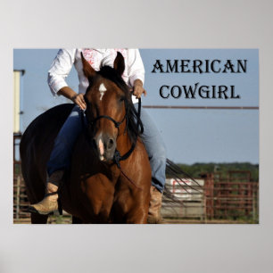 "American Cowgirl" Pferd and Rider Poster