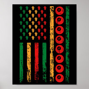 American Cue Sports Flag Black Juneteente Billiard Poster