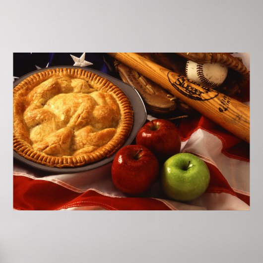 American Cultural Icons Apple Pie Baseball & Flag Poster (Vorne)