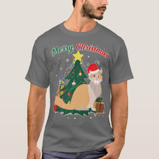 American Curl Cat Christmas Tree Snow Flakes Xmas T-Shirt