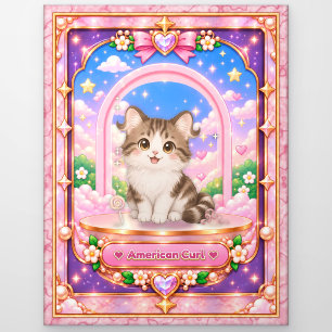 American Curl Katze, Kawaii Kunst Postkarte