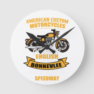 American Custom Motorcycle Bonneville Speedway Runde Wanduhr