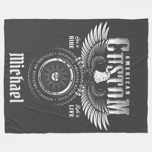 American Custom Motorräder Fleecedecke (Vorderseite (Horizontal))