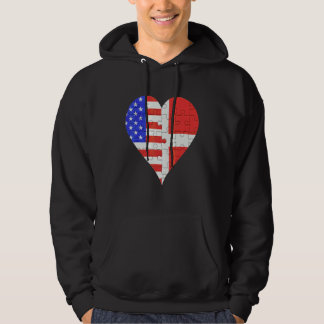 American Danish Flag Heart Hoodie