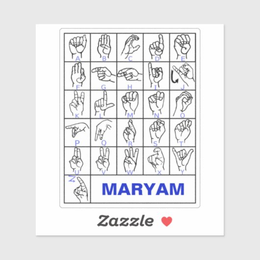 American Deaf Sign Language, ASL Alphabet Aufkleber (Blatt)