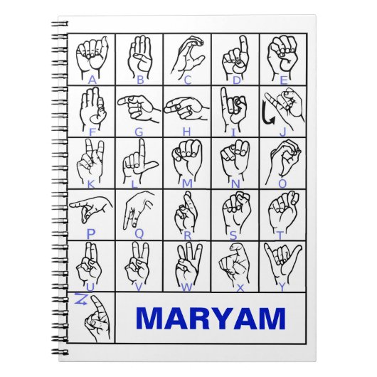 American Deaf Sign Language, ASL Alphabet Notizblock (Vorderseite)