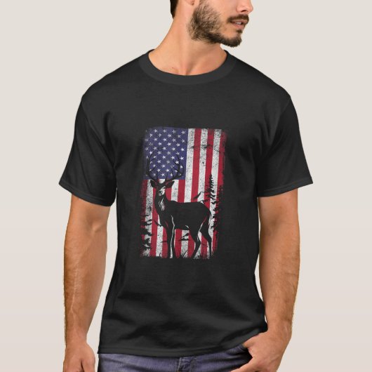 American Dee Junting Patriotic Hunter USA Flag Bu T-Shirt (Vorderseite)