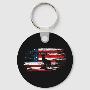 American Deer Hunter Patriotic Vintage US Flag Hun Schlüsselanhänger