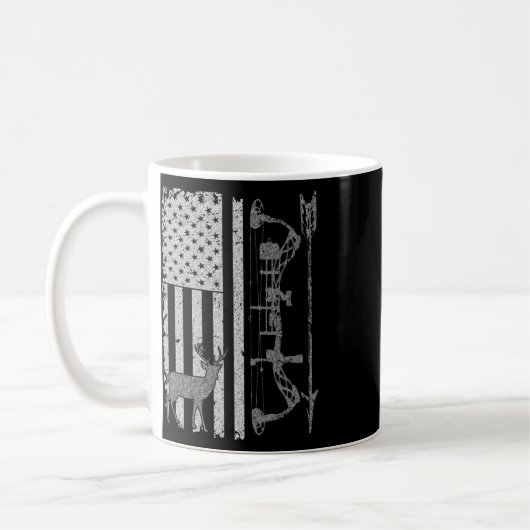 American Deer Junting Bow Hunter Flag Zubehör Kaffeetasse (Links)