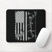 American Deer Junting Bow Hunter Flag Zubehör Mousepad (Mit Mouse)