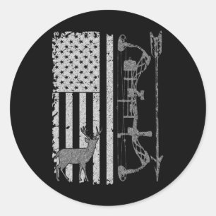 American Deer Junting Bow Hunter Flag Zubehör Runder Aufkleber