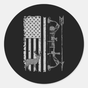 American Deer Junting Bow Hunter Flag Zubehör Runder Aufkleber