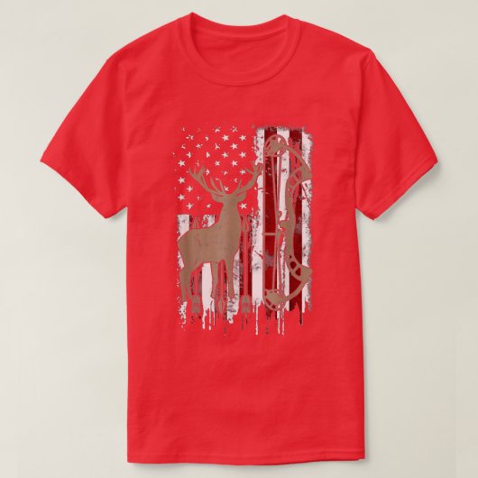 American Deer Junting Bow Hunter Flag Zubehör T-Shirt (Design vorne)